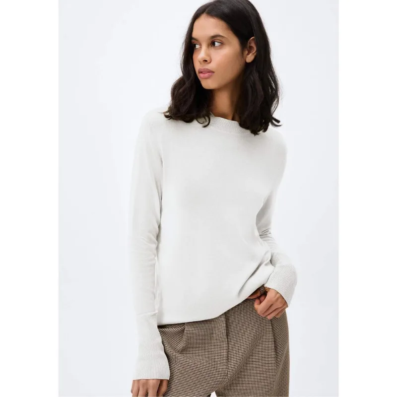 Blusão Feminino Manga Longa Em Tricô Leve - Off white M