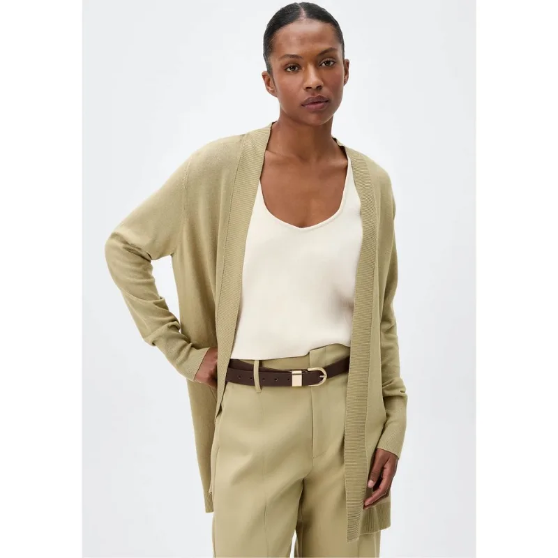 Cardigan Feminino Em Tricô Leve - Caqui G