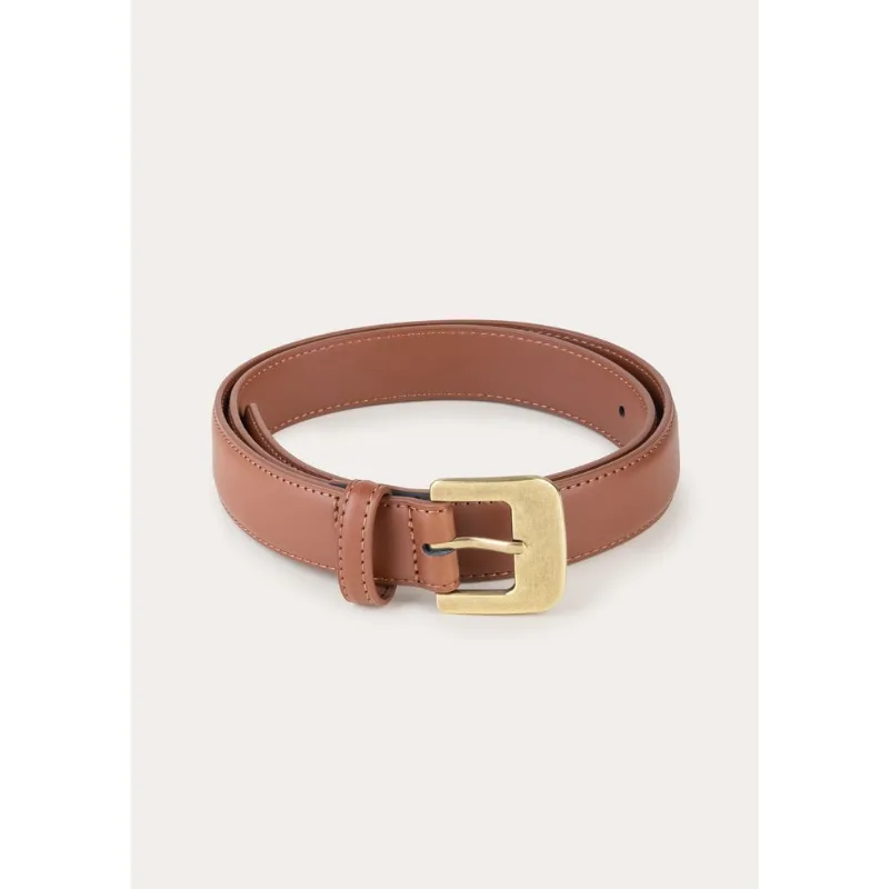Cinto Feminino De Couro Fivela Quadrada - Marrom M