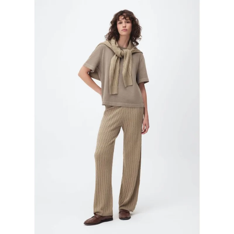 Calça Feminina Com Elástico Em Tricô - Caqui XP