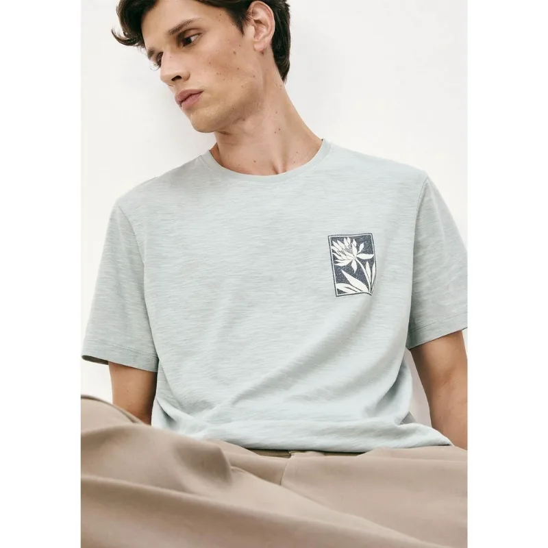 Camiseta Masculina Slim Com Estampa Em Malha Flamê - Azul G
