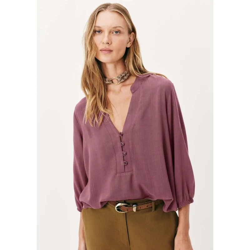 Blusa Básica Feminina Manga 7/8 Bufante - Rosa G