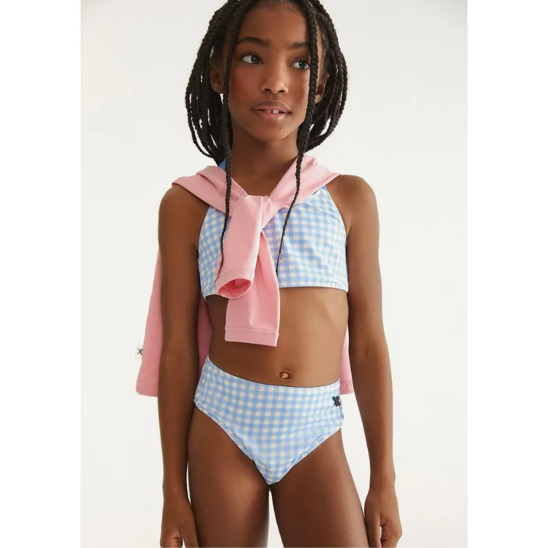 Conjunto Biquíni Infantil Top Com Alças Duplas - Azul 010