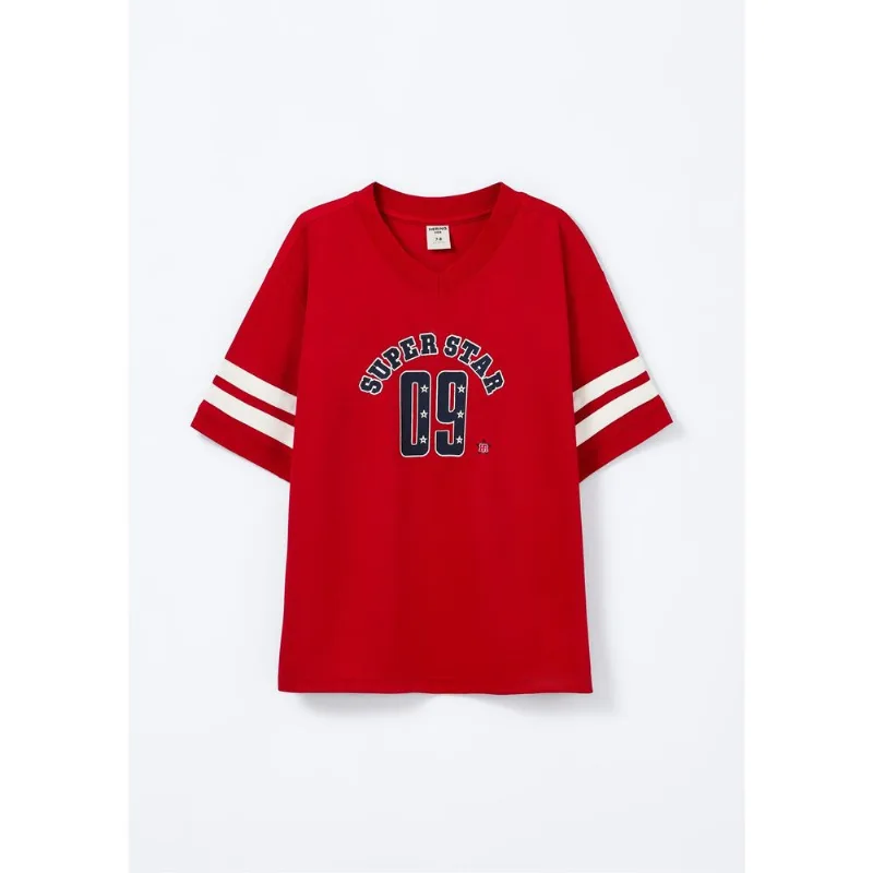 Camiseta Infantil Menino Oversized - Vermelho 008