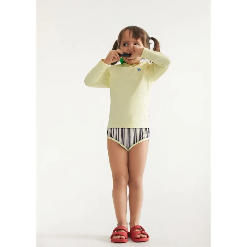 Conjunto Biquíni Infantil Listrado Proteção UV - Azul 006
