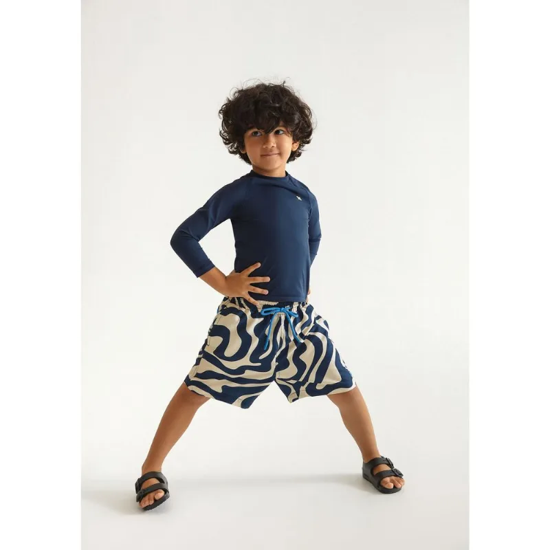 Camiseta Infantil Unissex Manga Longa Com Proteção Solar - Azul 012