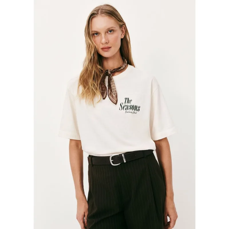 Camiseta Feminina Manga Curta Oversized - Creme XG