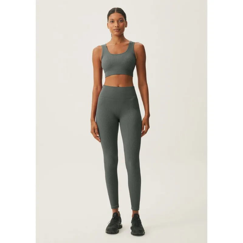 Calça Legging Feminina Canelada Sem Costura - Cinza M