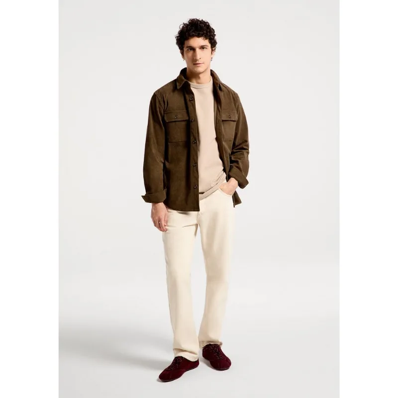 Calça Masculina Reta Em Sarja - Off white 042