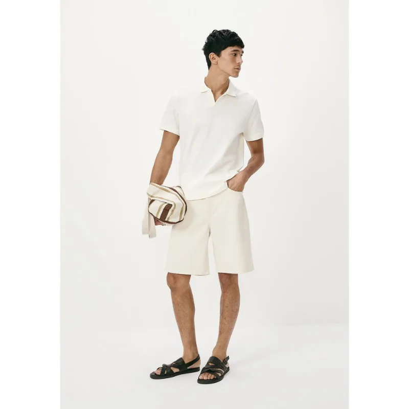 Bermuda Masculina Reta Em Sarja - Bege 040