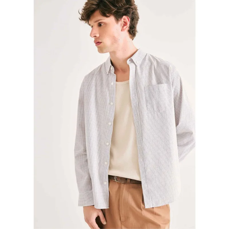 Camisa Básica Masculina Manga Longa Fio Tinto - Off white XXG