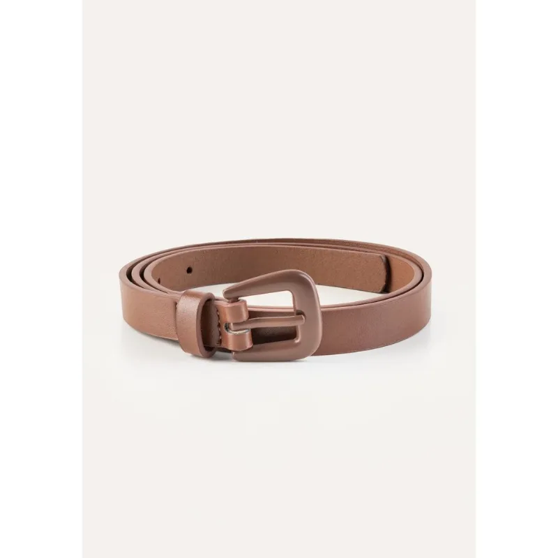 Cinto Feminino Fino Com Fivela De Metal - Marrom M