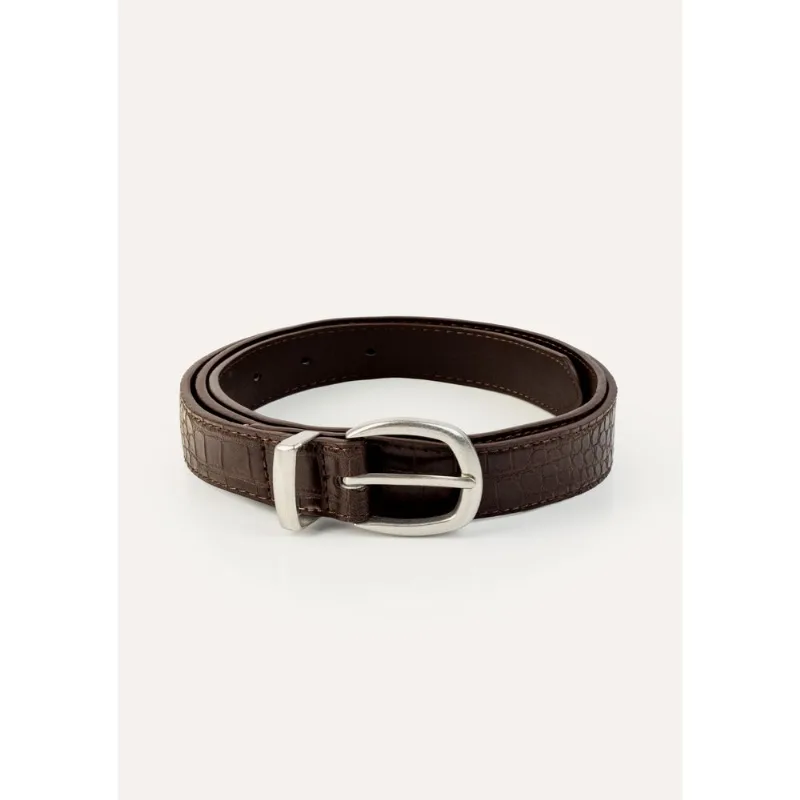 Cinto Feminino Pu Croco - Marrom G