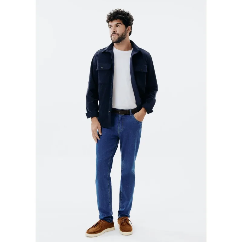 Calça Jeans Básica Masculina Slim Com Elastano - Azul 050