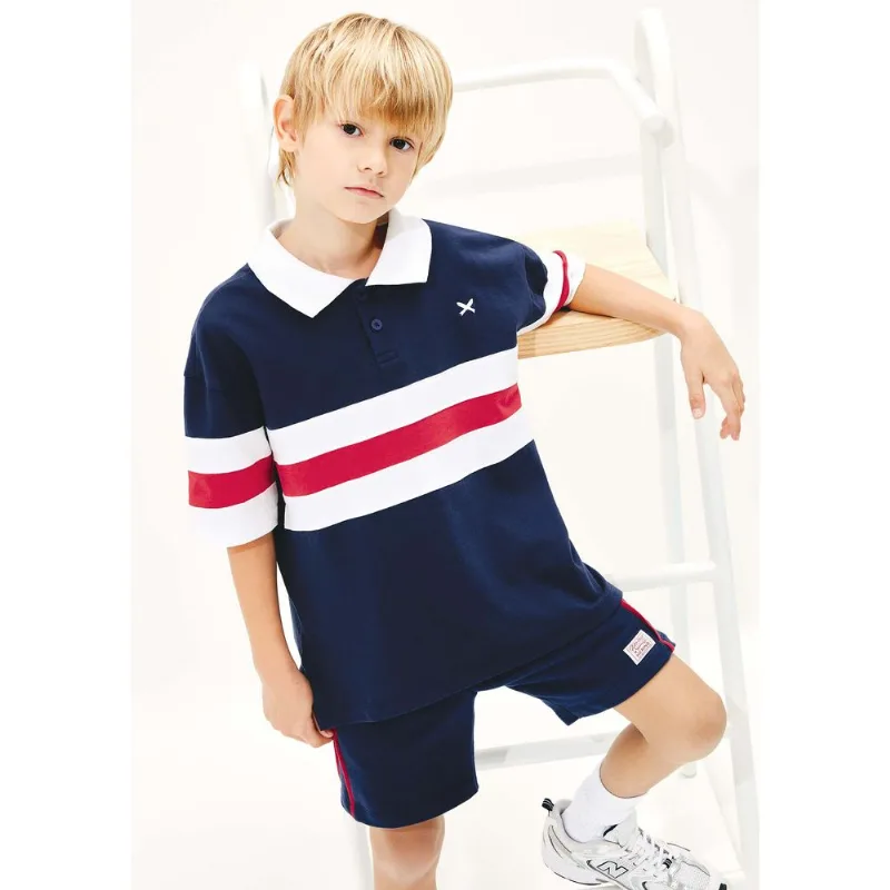 Bermuda 1880 Infantil Menino Com Patch - Azul 004