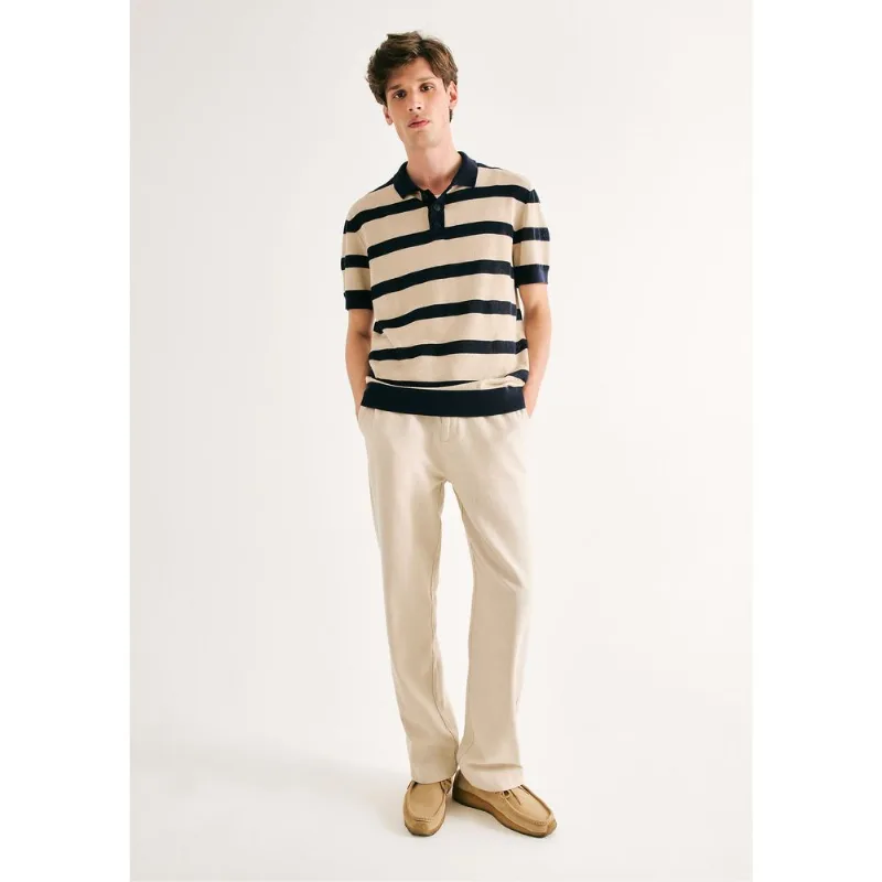 Calça Masculina Reta Com Linho - Creme 044