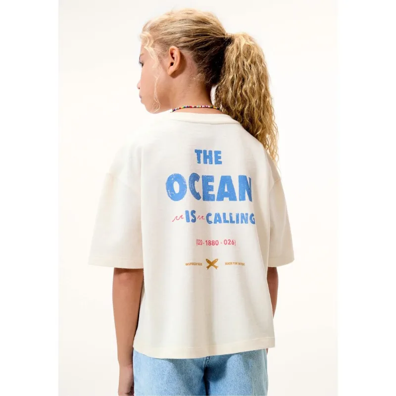 Blusa Infantil Menina Oversized Estampada - Off white 016