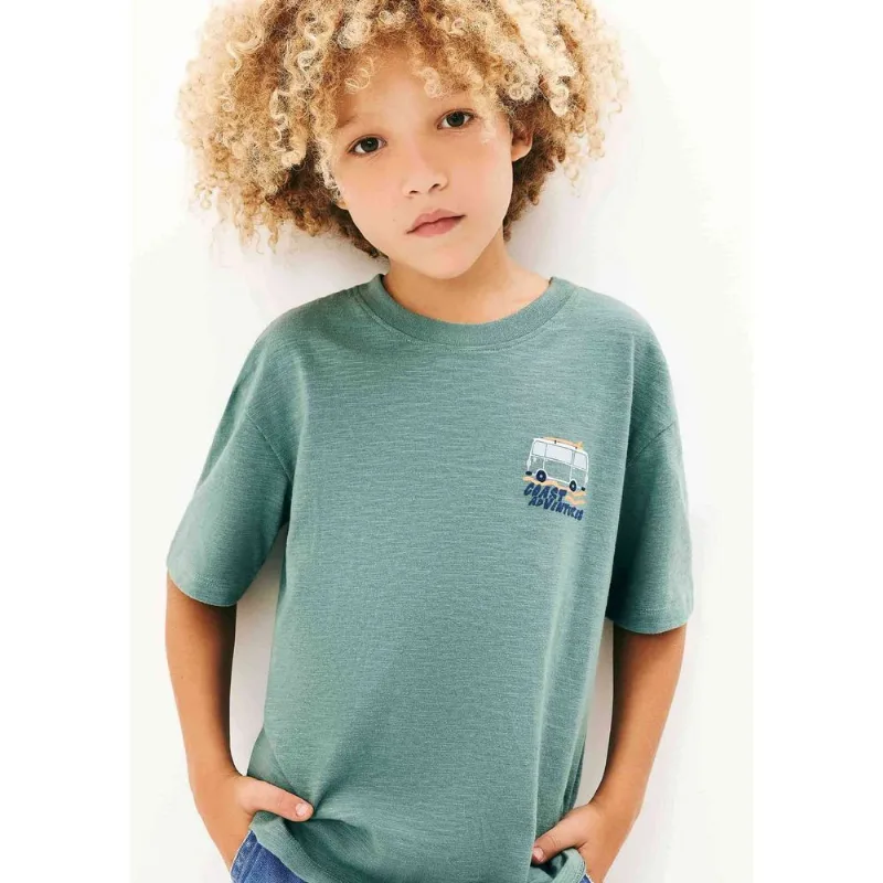 Camiseta Oversized Infantil Menino Estampada - Verde 016