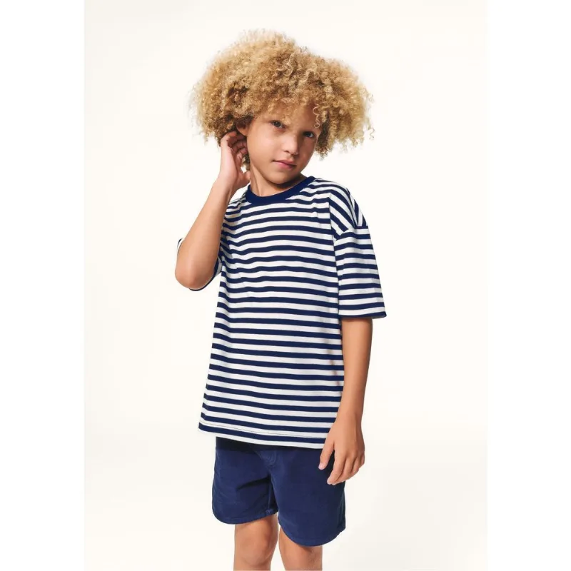 Camiseta Infantil Menino Fio Tinto Oversized - Azul 012