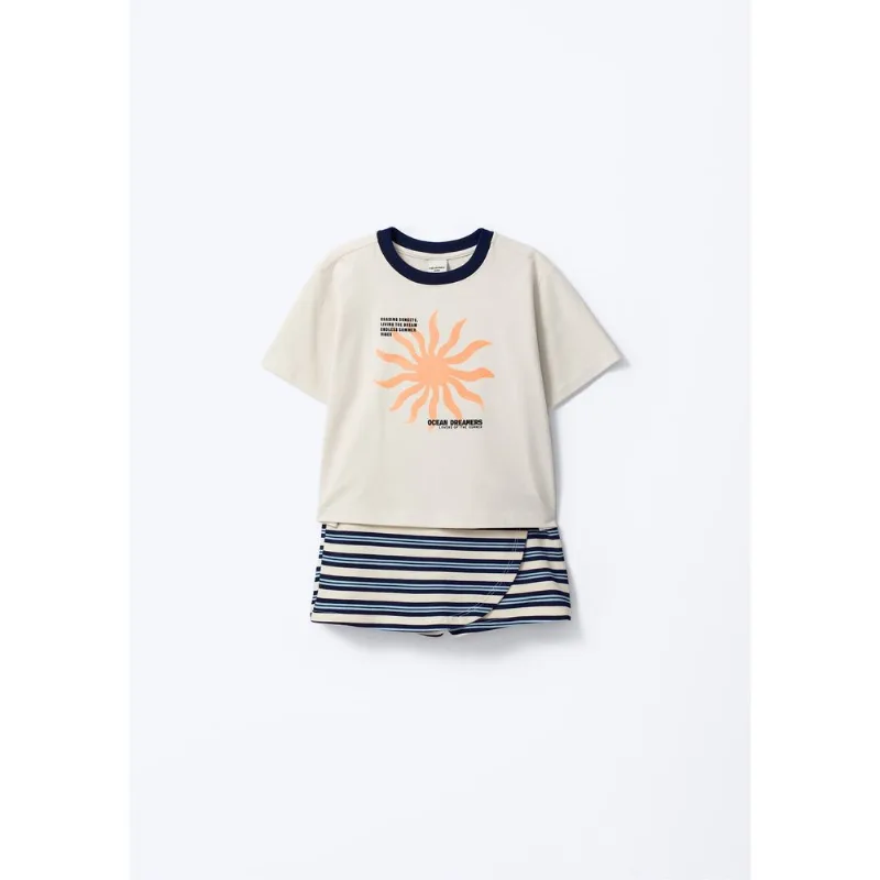 Conjunto Curto Infantil Menina Estampado - Azul 008