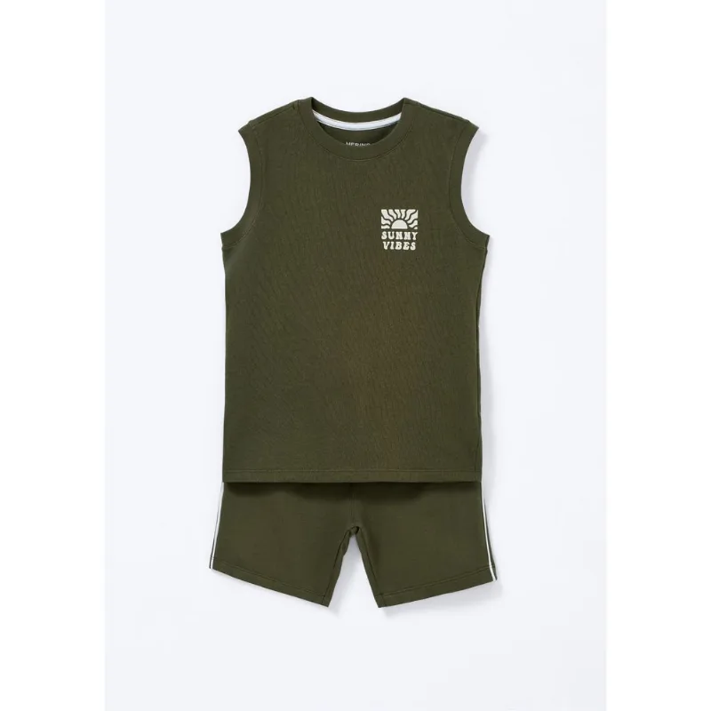 Conjunto Infantil Menino Regata E Shorts - Verde 016