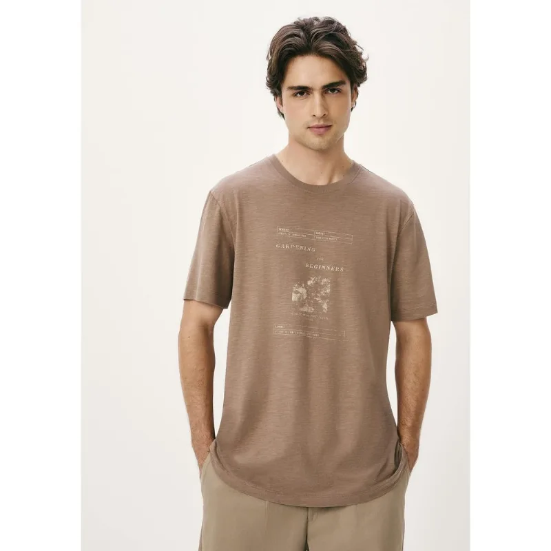 Camiseta Masculina Slim Com Estampa Em Malha Flamê - Marrom XXG