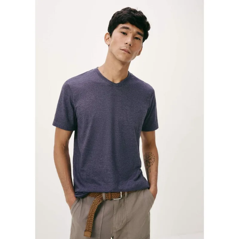 Camiseta Básica Masculina Manga Curta Gola V World - Azul P