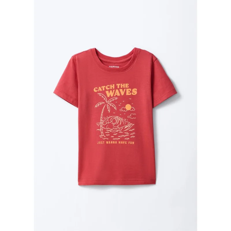 Blusa Infantil Menina Manga Curta Com Estampa - Vermelho 004