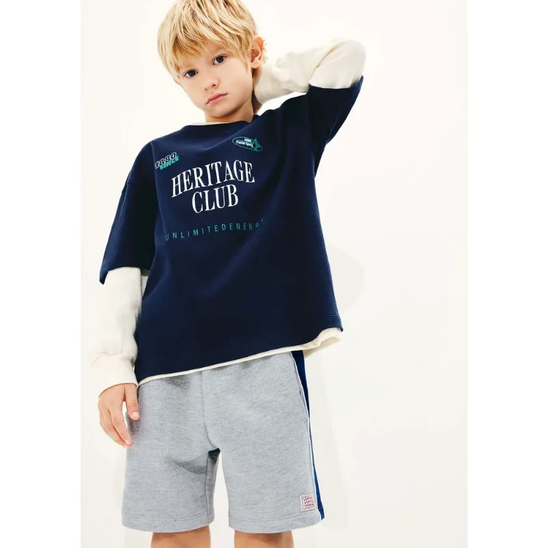 Bermuda 1880 Infantil Menino Com Patch - Cinza 004