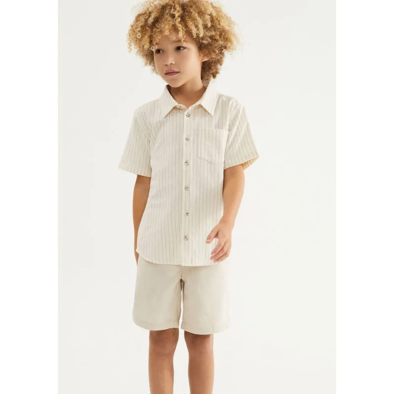 Camisa Infantil Menino Fio Tinto Listrada - Bege 010