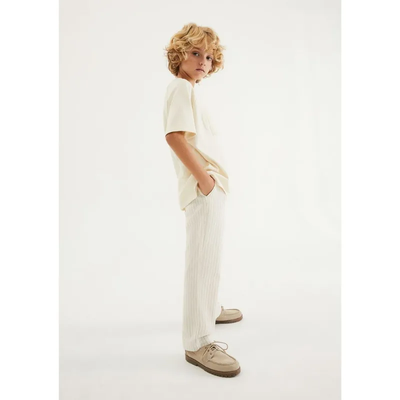 Calça Infantil Menino Fio Tinto Reta - Bege 014