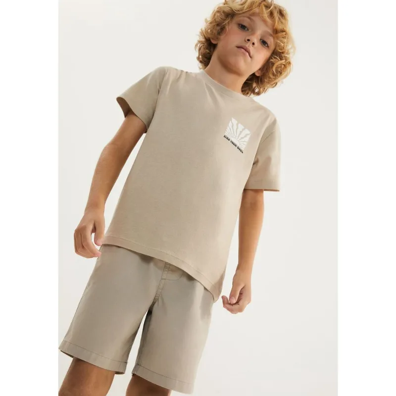 Bermuda Infantil Menino Reta - Bege 014
