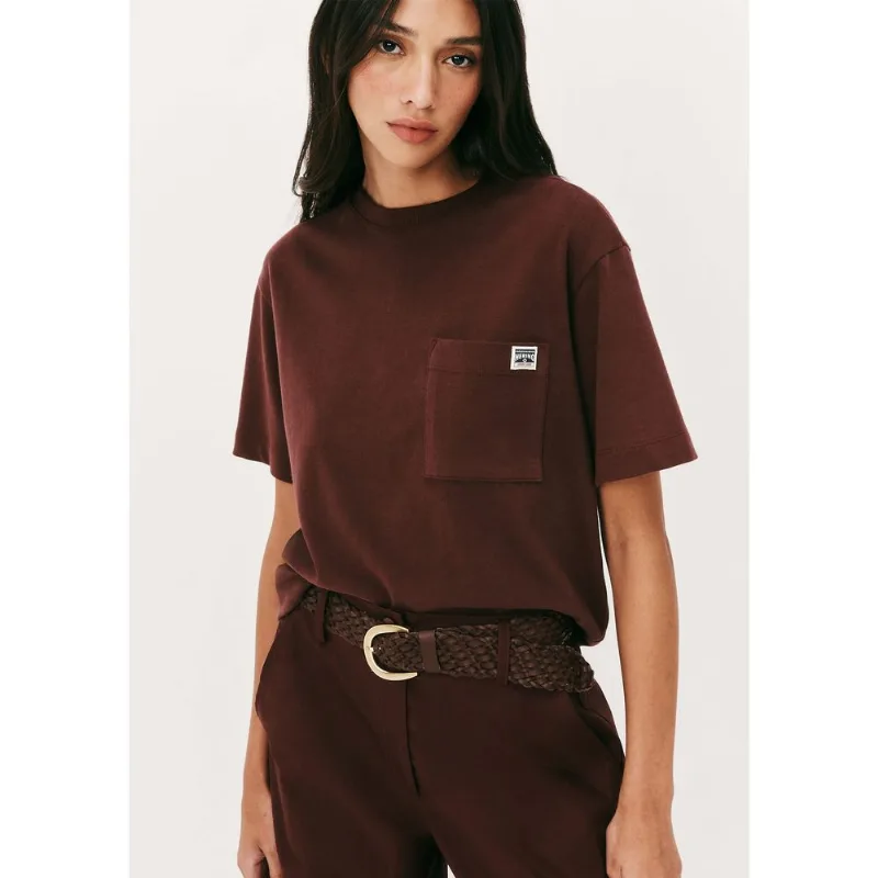 Camiseta Feminina Boxy Manga Curta - Vinho G