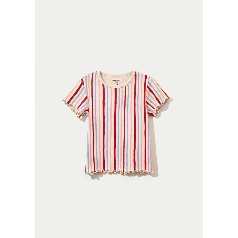 Blusa Infantil Menina Manga Curta Em Ribana Estampada - Creme 008
