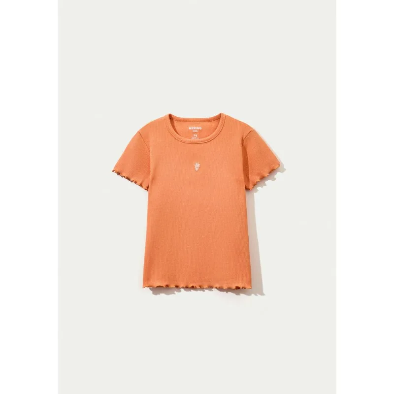 Blusa Manga Curta Infantil Menina Em Ribana - Laranja 014