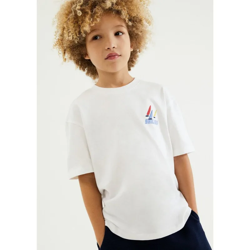 Camiseta Infantil Menino Super Cotton Oversized - Branco 014