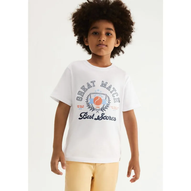 Camiseta Infantil Menino Manga Curta Com Estampa - Branco 014
