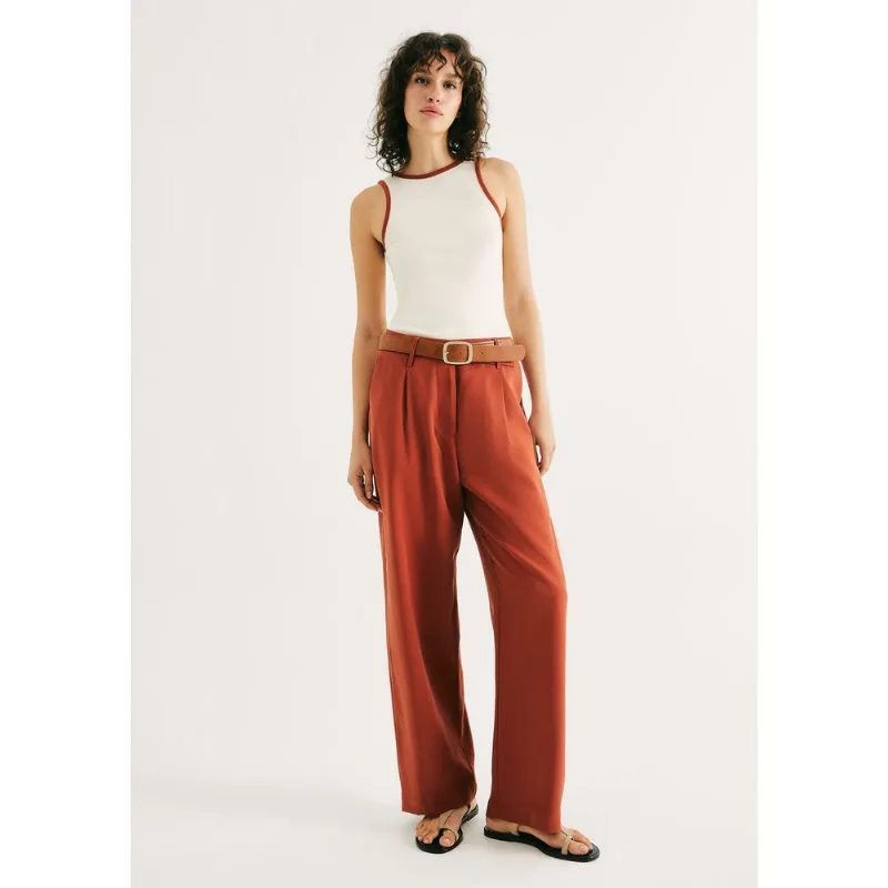 Calça Feminina Reta Cintura Alta Peach Touch - Terracota 044