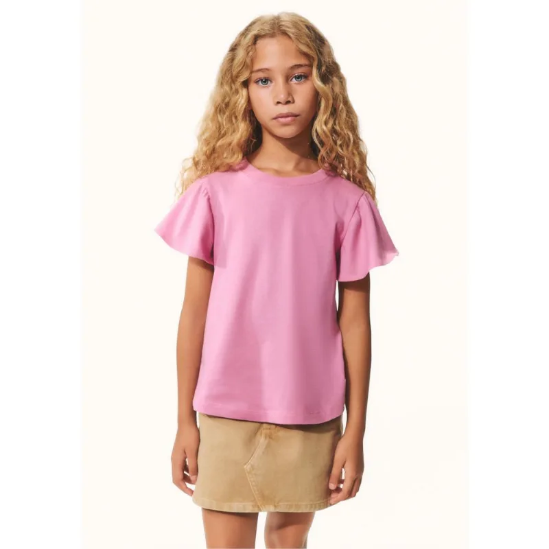 Blusa Infantil Menina Regular Com Babados - Rosa 016