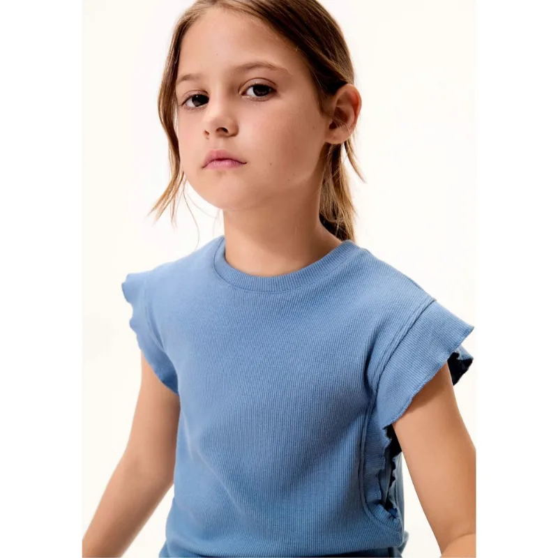 Blusa Infantil Menina Em Ribana - Azul 016