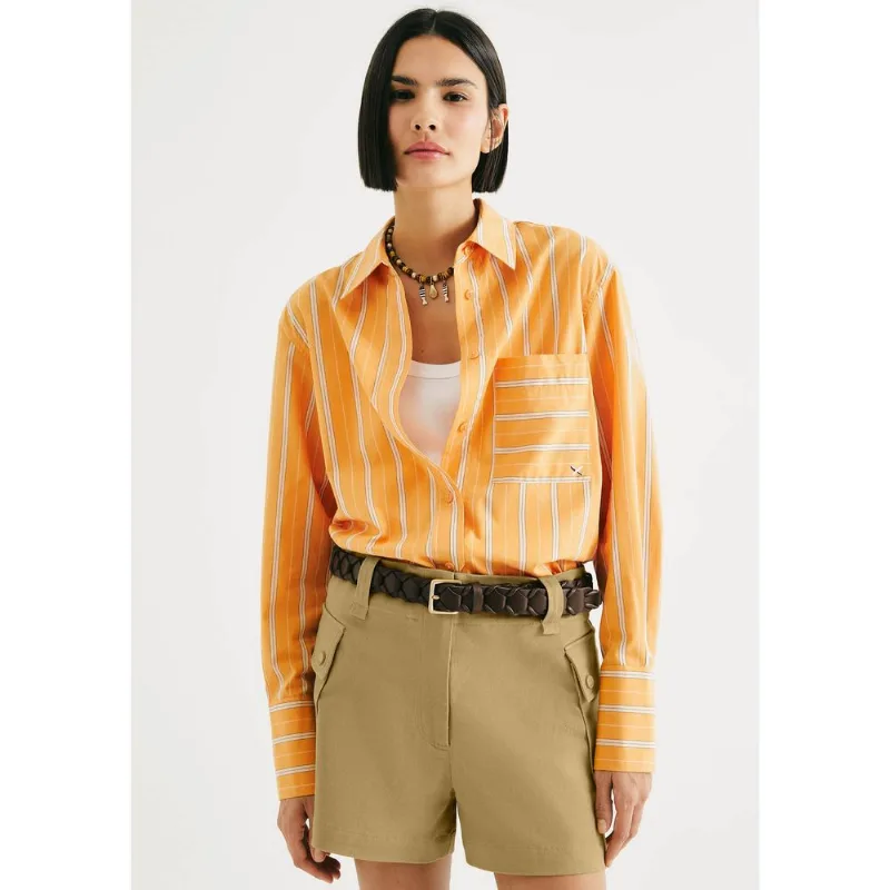 Camisa Feminina Fio Tinto Oversized - Laranja M