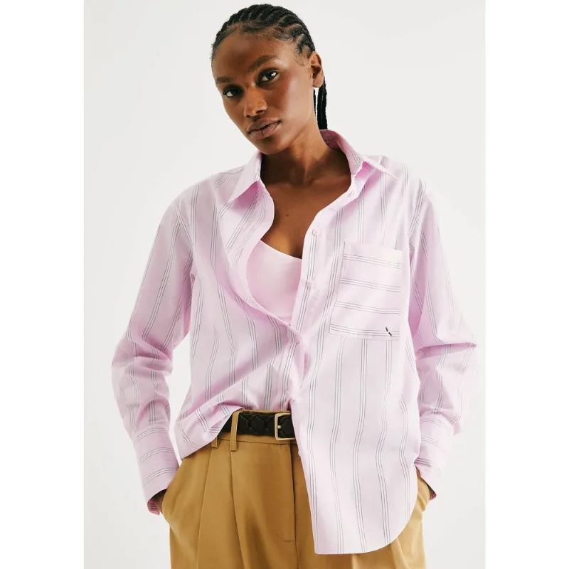 Camisa Feminina Fio Tinto Oversized - Rosa XG