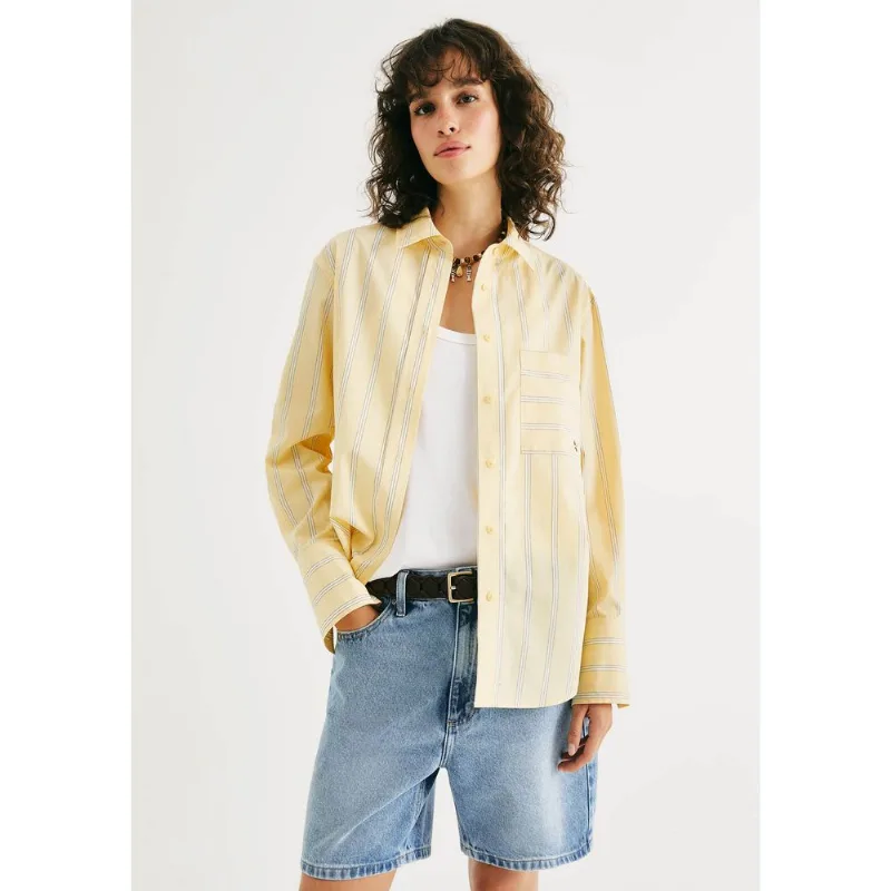 Camisa Feminina Fio Tinto Oversized - Amarelo P