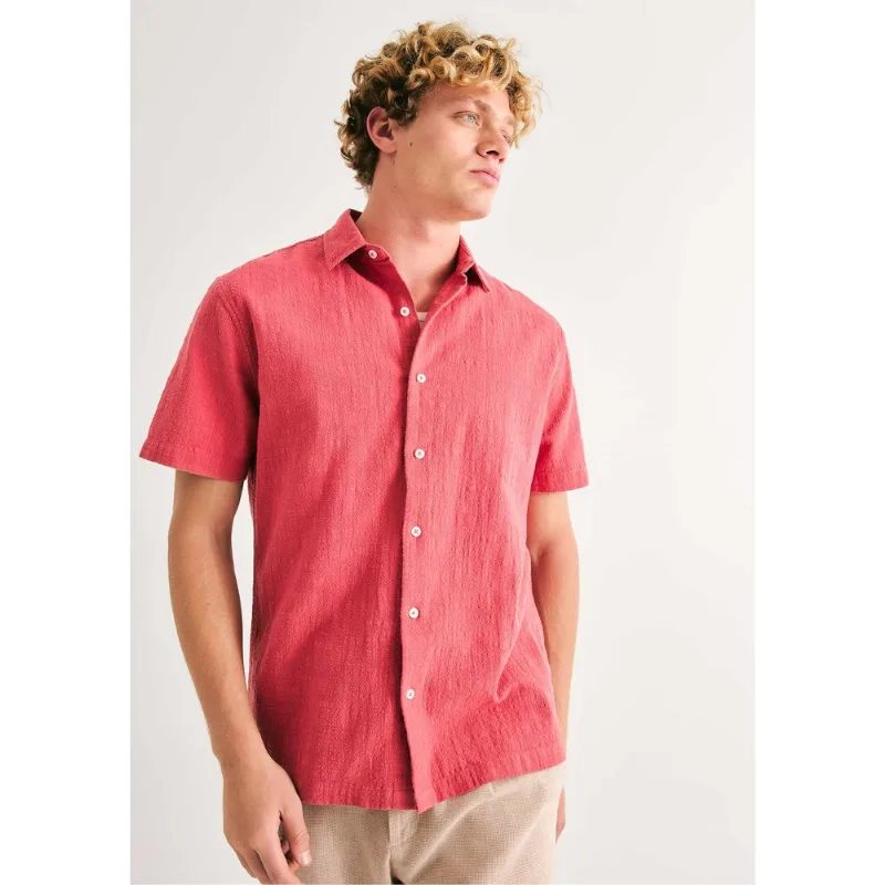 Camisa Masculina Manga Curta Em Algodão - Vermelho G