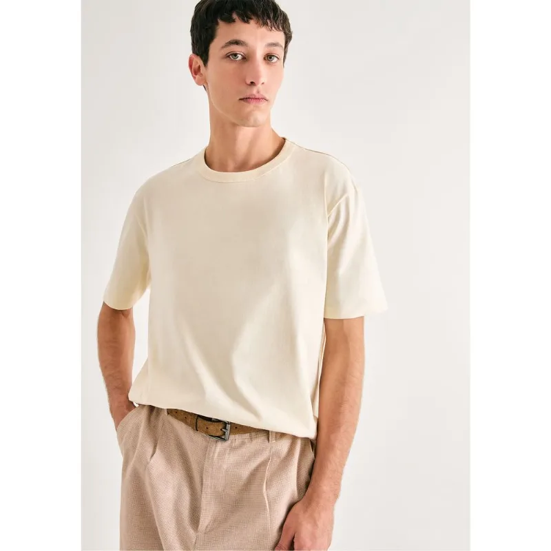 Camiseta Básica Masculina Areia Em Algodão Peruano - Amarelo M
