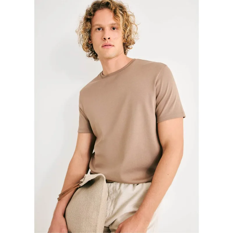 Camiseta Masculina Manga Curta Super Cotton Pima - Marrom XXG