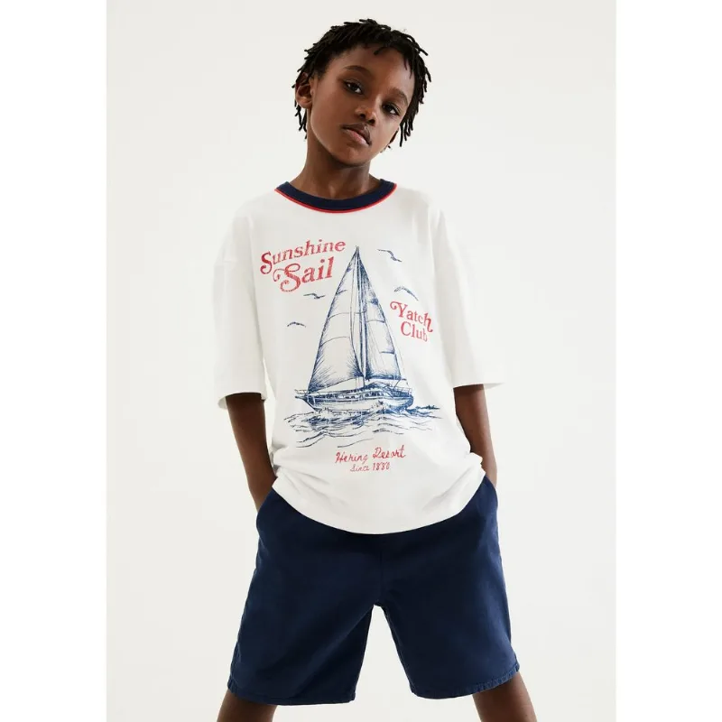 Camiseta Infantil Menino Oversized Estampada - Branco 008