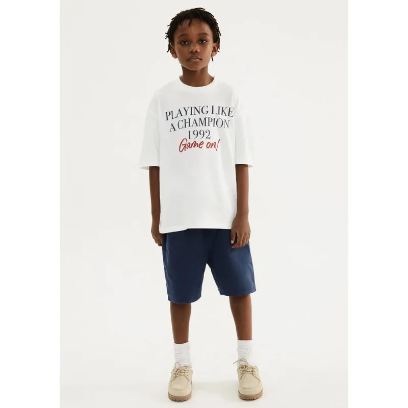 Camiseta Infantil Menino Oversized Estampada - Branco 012