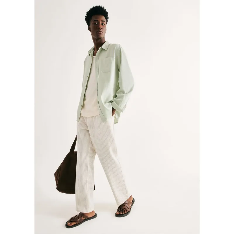 Calça Masculina Reta Chino Risca De Giz - Off white 046