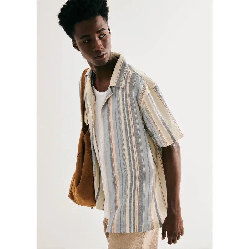 Camiseta Masculina Comfort Com Linho - Azul P